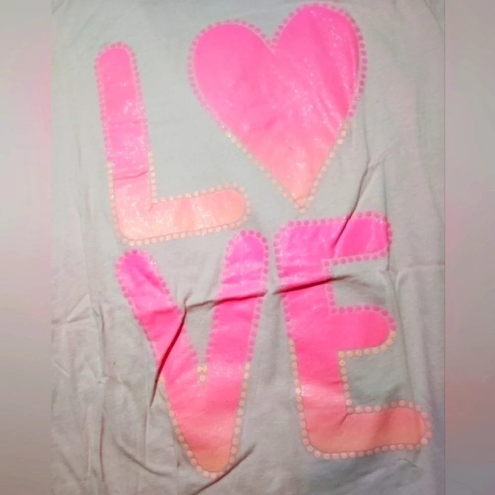 The Children's Place Glittery LOVE Short Sleeve Shirt- 14/16